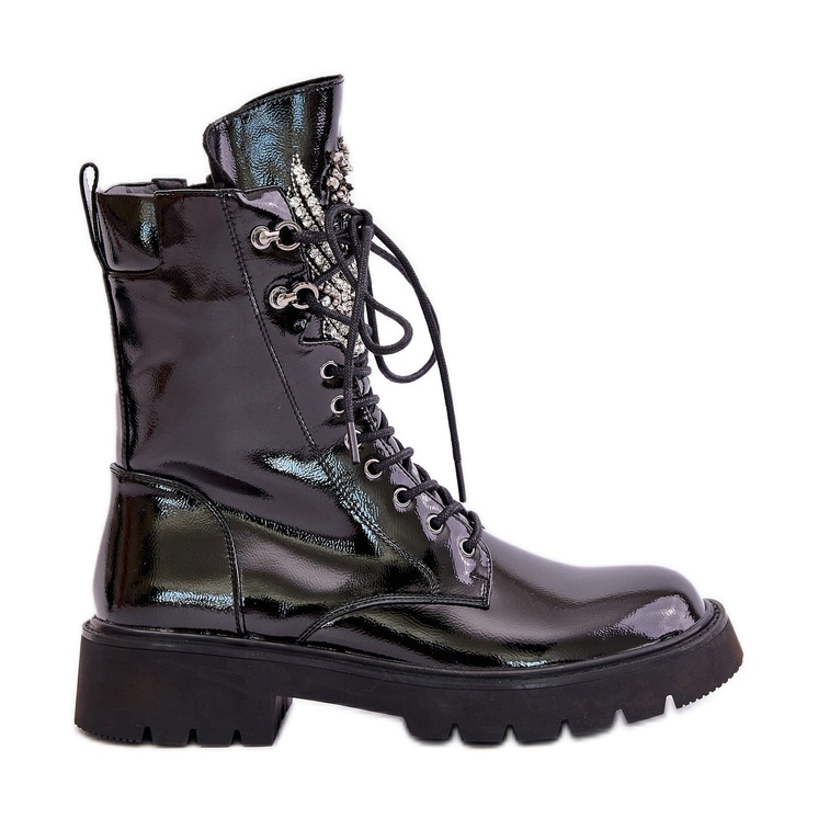 S.Barski Patenttityöntekijän saappaat koristeeristetyllä D&amp;A MR880-080 mustalla