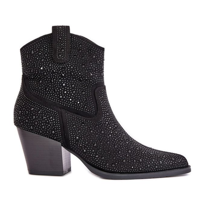 Koristetut Cowboy-saappaat korkokengillä teräväkärkisillä varpailla S.Barski HY42-121 Musta