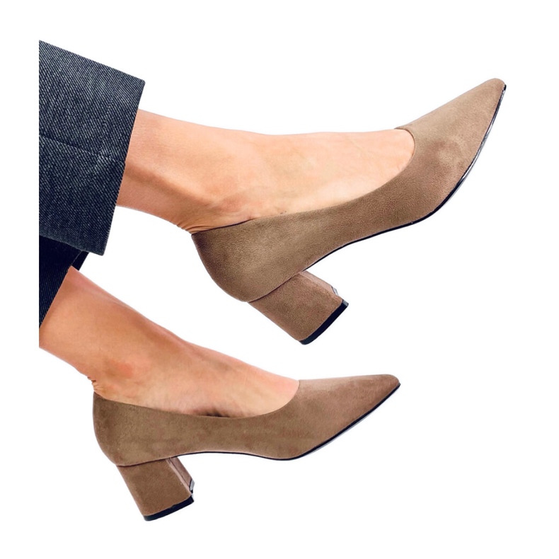 Khaki matalakorkoiset pumput ruskea