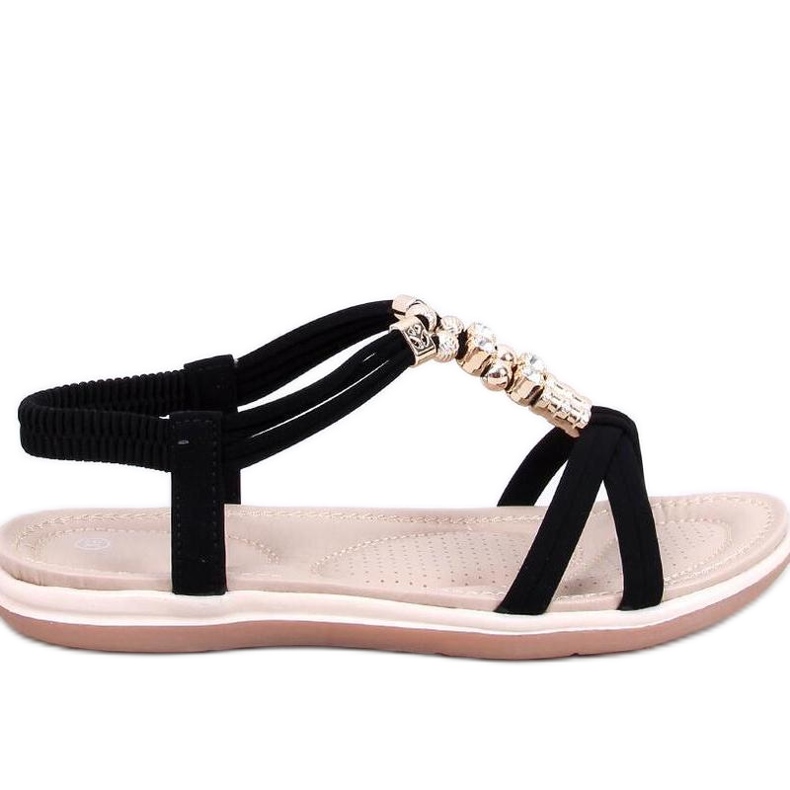 Mustat sandaalit koristeellisilla zirkoneilla