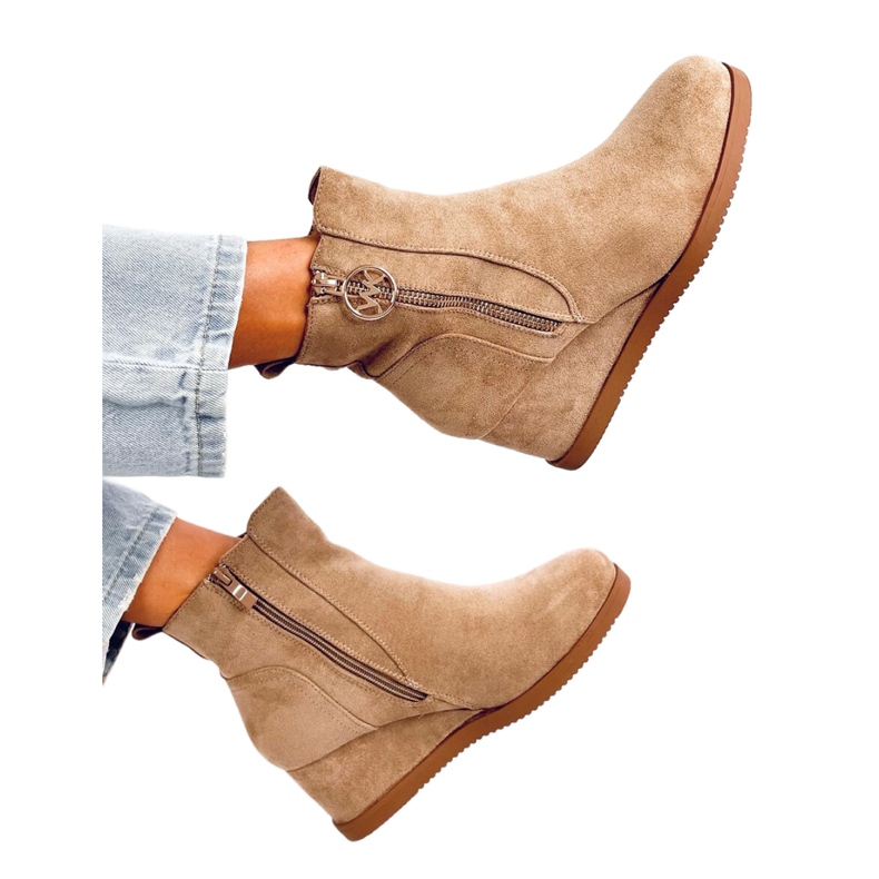 Khaki-kiilanilkkurit kultaisella vetoketjulla beige