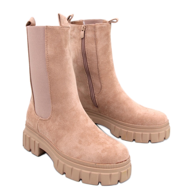 Khaki korkeat Chelsean saappaat beige