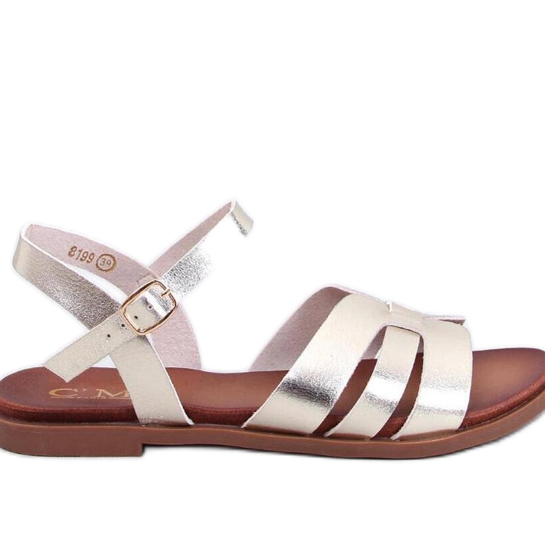 Naisten kultaiset litteät sandaalit kultainen