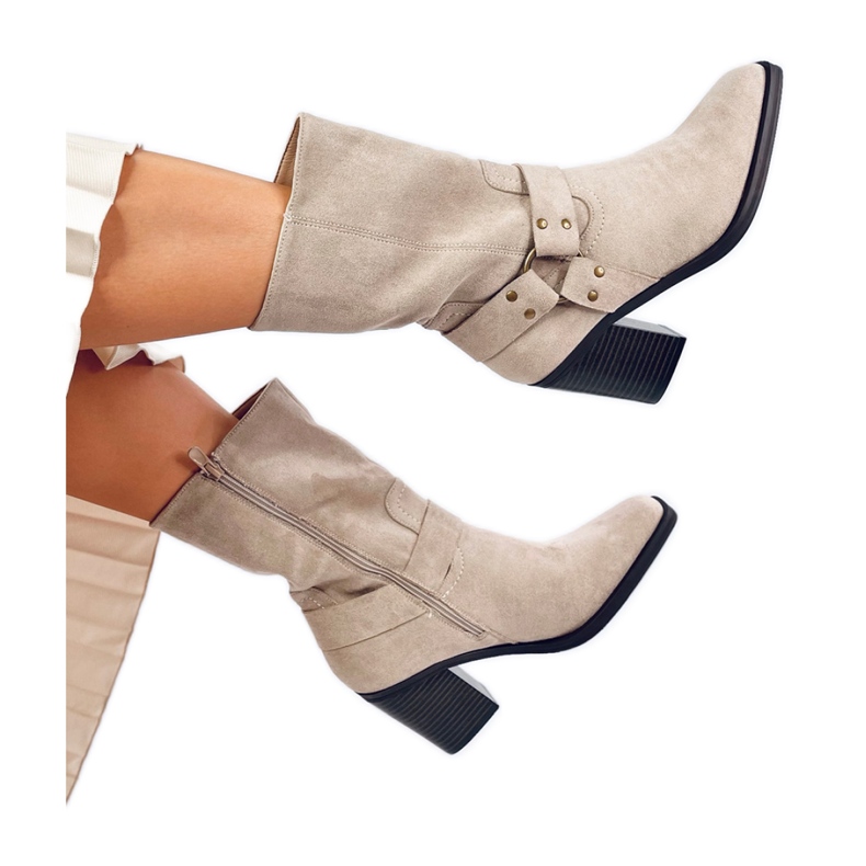 Beiget mokkanahkaiset cowboysaappaat