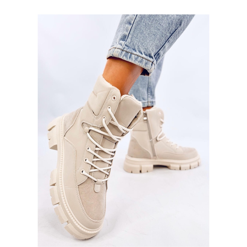 Torey Valkoiset eristetyt nauhalliset nilkkurit - Inello beige