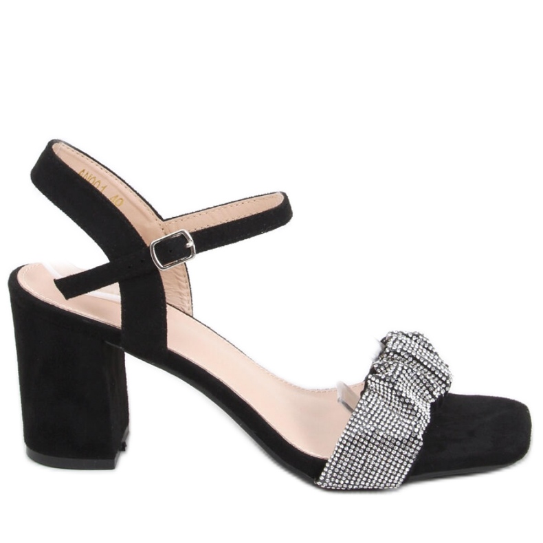 Dash Mustat leveäkorkoiset sandaalit - Inello