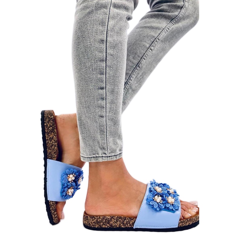 Emiles Blue korkkivarvastossut kukilla - Inello sininen