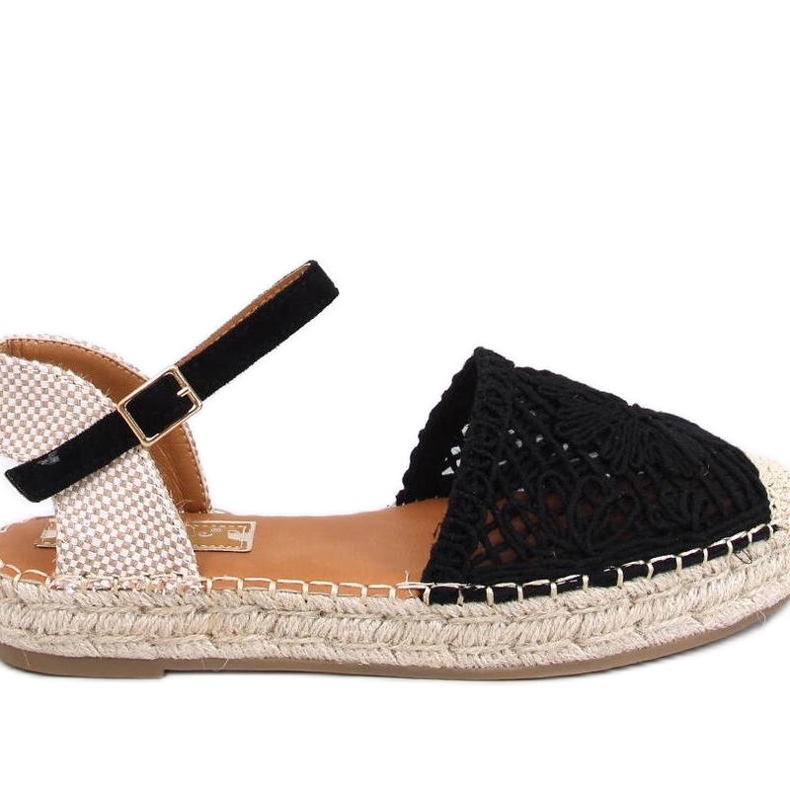 Premat Black harjakattoiset espadrille-sandaalit - Inello musta