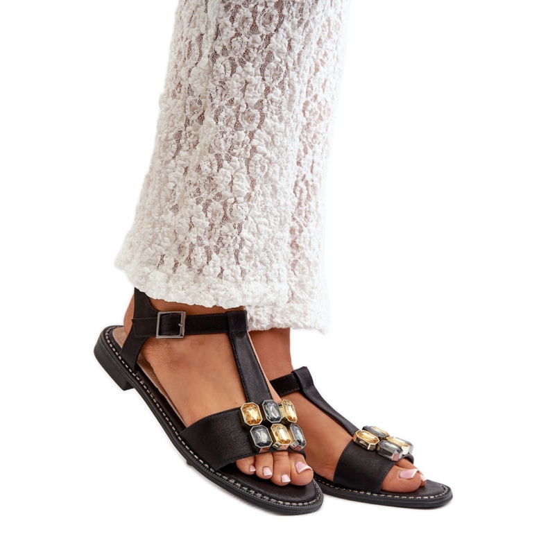 Naisten sandaalit S.Barski Black -koristeella musta