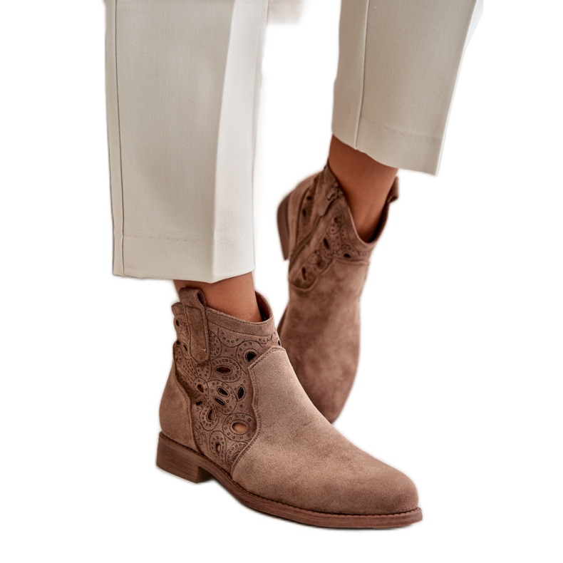 S. BARSKI Naisten saappaat, joissa harjakattoinen päällinen S.Barski ruskea