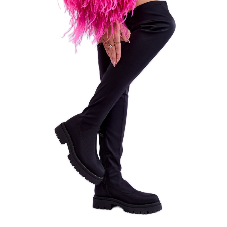 Naisten ylipolven saappaat Mustat