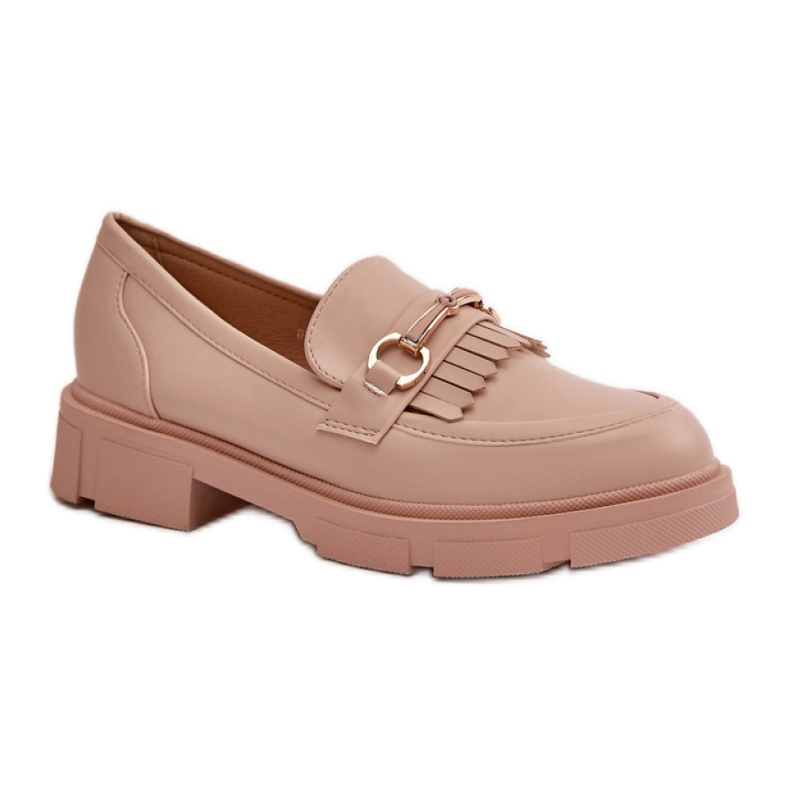 Naisten mokasiinit beige-koristeella