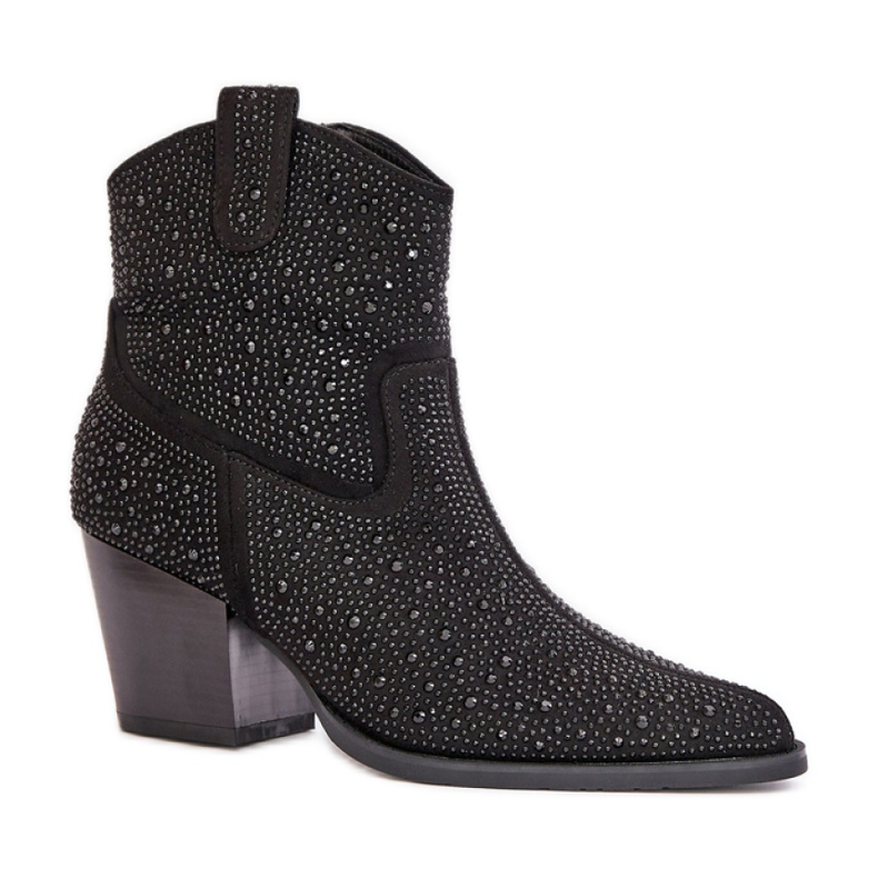 S.Barski Mustakoristeiset korkeakorkoiset cowboysaappaat