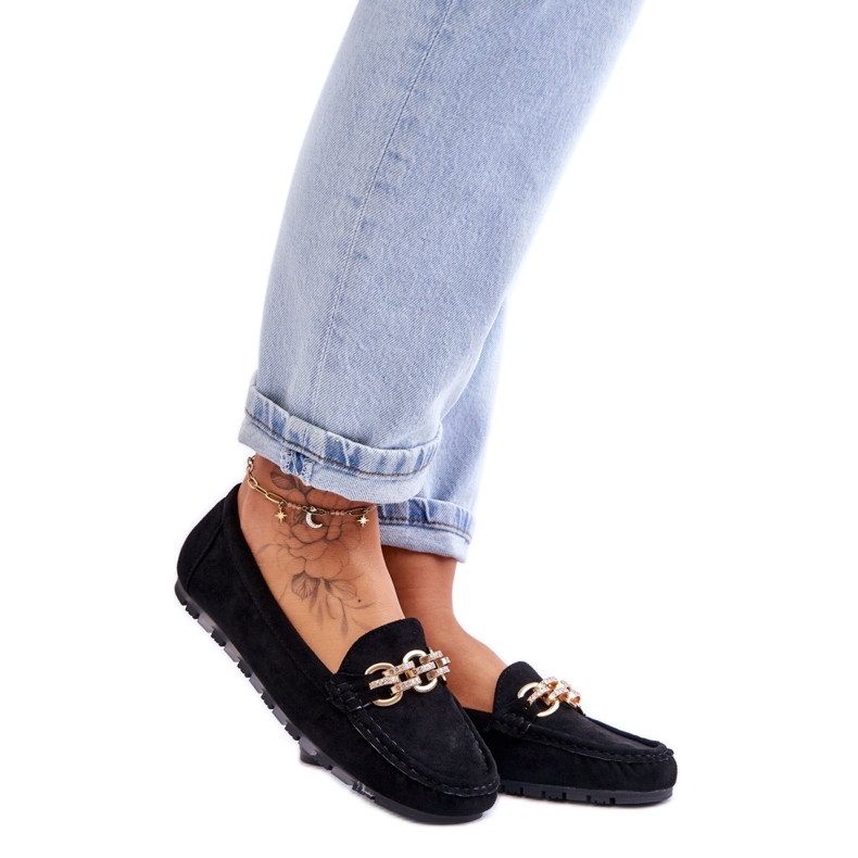 Naisten mokkanahkaiset mokkasiinit, mustat