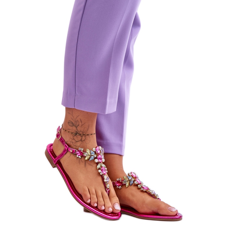 Naisten sandaalit kivillä Fuksia vaaleanpunainen
