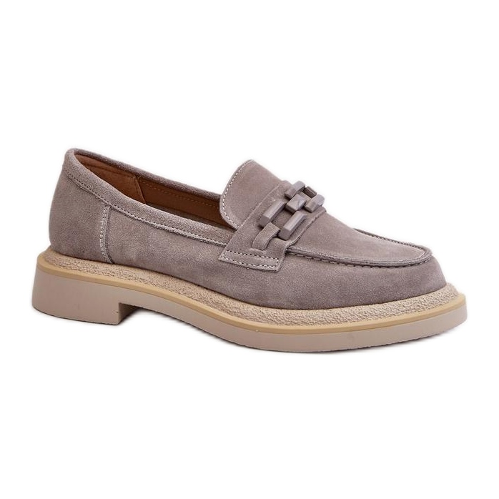 S. BARSKI Naisten mokasiinit harmaalla koristeella