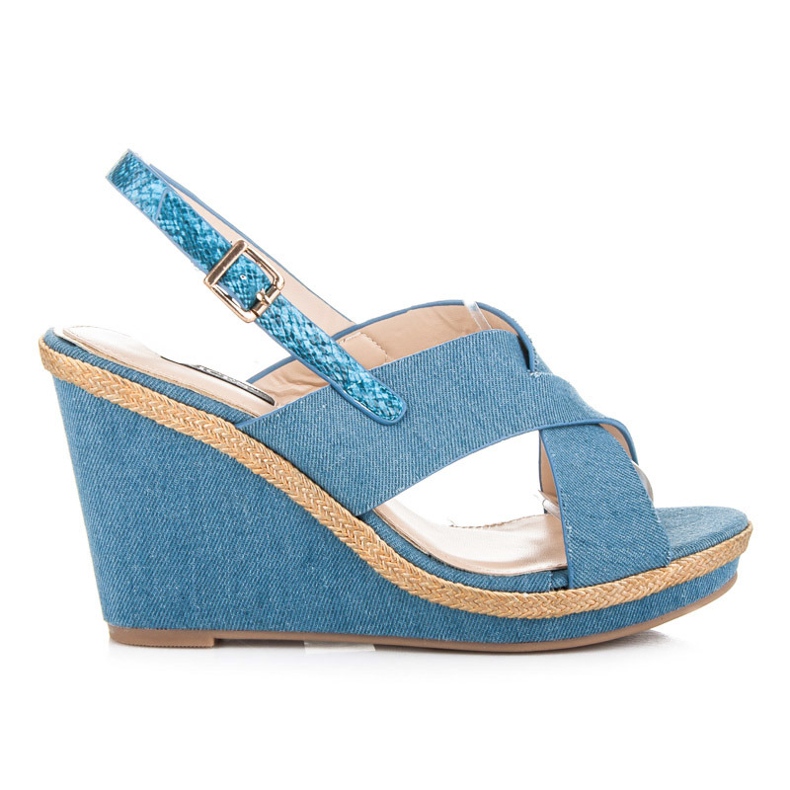 Vices Denim-sandaalit kiinnitetään soljella sininen