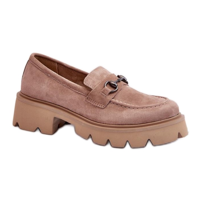 Muodikkaat massiiviset beige-väriset naisten mokasiinit