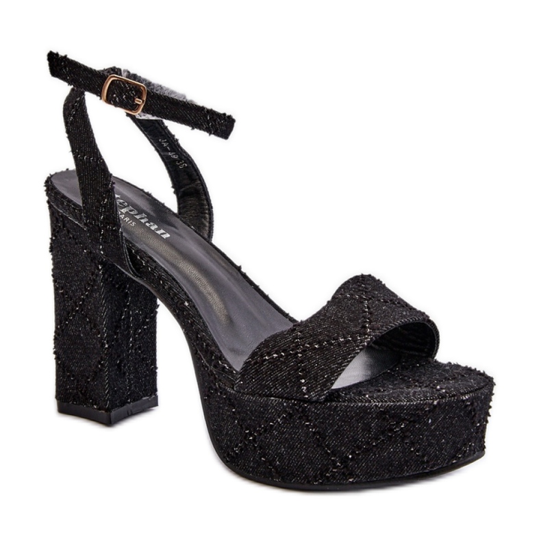 Muodikkaat naisten sandaalit tekstiilimateriaalista musta