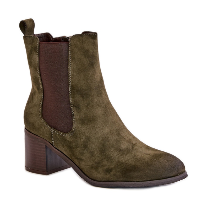 Tummanvihreät korkeakorkoiset nilkkurit