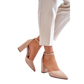 Naisten pumput ekologisesta mokkanahkasta QA203P, beige