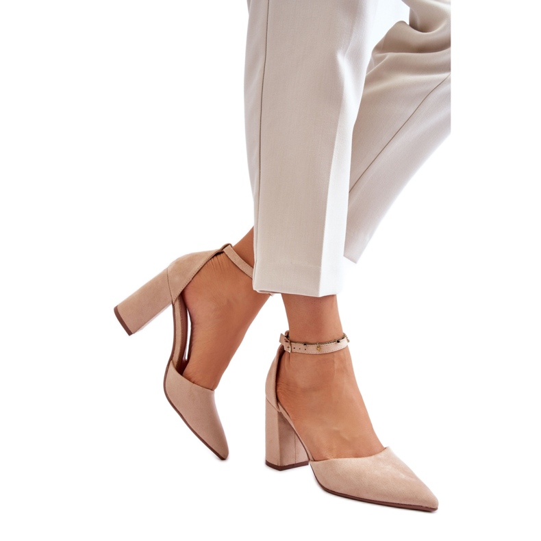 Naisten pumput ekologisesta mokkanahkasta QA203P, beige