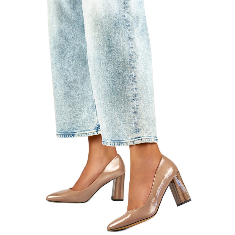 Naisten patenttipumput GD-FL486A-T, beige