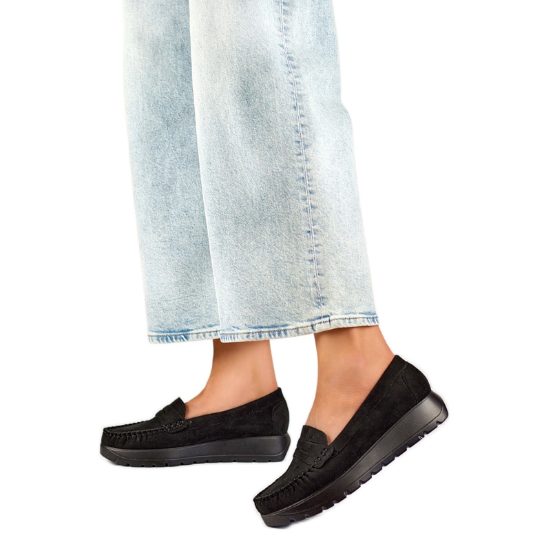 Naisten Platform Moccasins 24-21338B musta