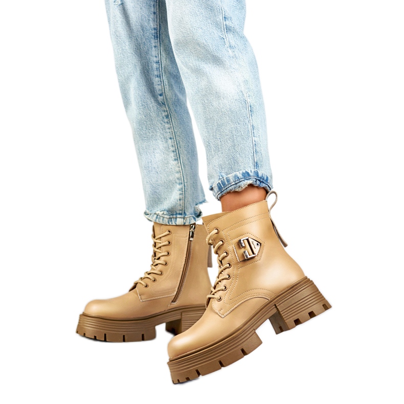 Naisten nahkasaappaat GD-TL55BE, beige