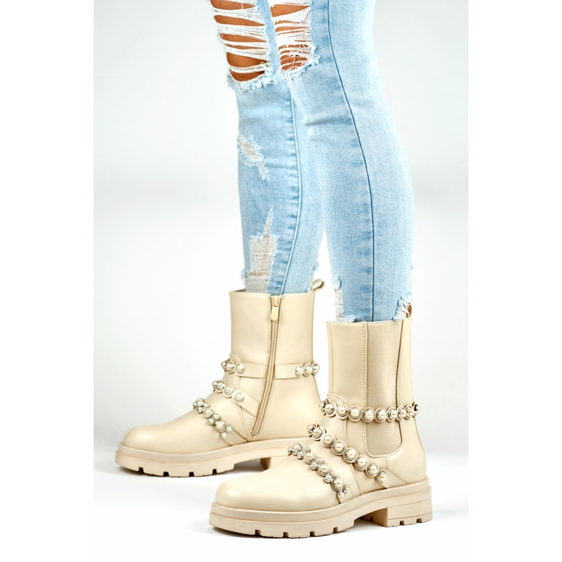 Saappaat Malli 58090-1BE Beige - PRIMO