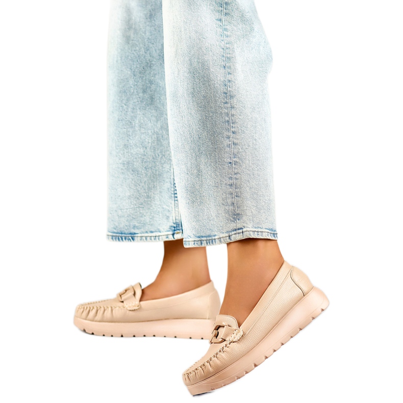 Naisten mokasiinit koristeella 24-21339BE beige