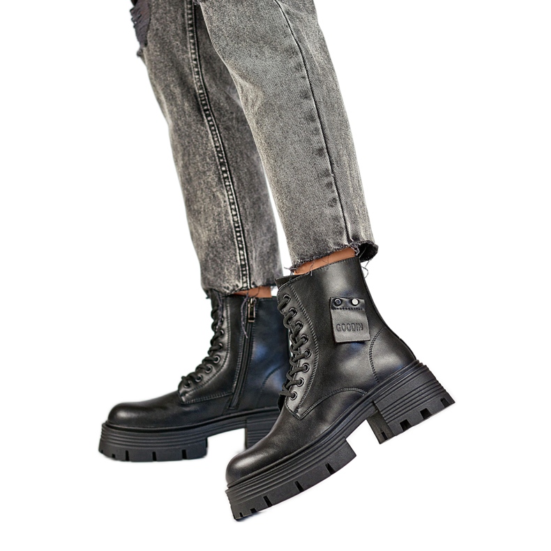 Naisten nahkasaappaat GD-TL56B, musta