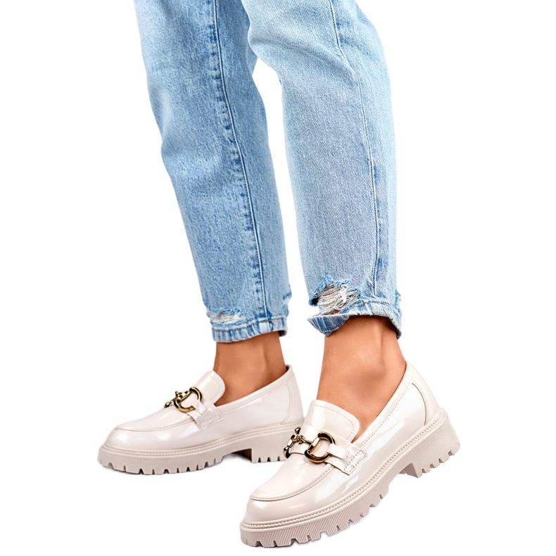 Naisten mokasiinit kullanvärisillä koristeilla OH31-2LT/BE beige