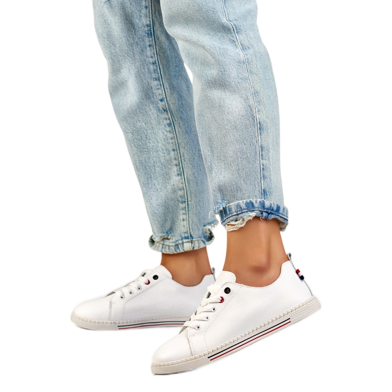 Naisten nahkalenkkarit 24-87967W valkoinen