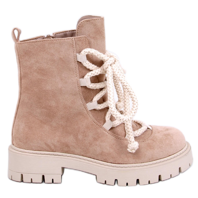 Smiless Khaki nauhalliset nilkkurit paksuilla nauhoilla beige