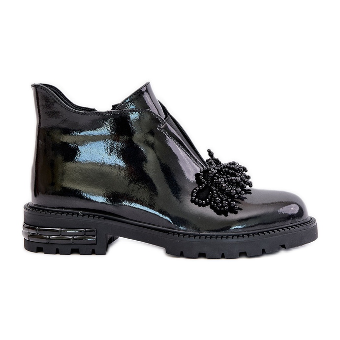 S.Barski Nahkaiset patentoidut nilkkurit koristeeristetyllä D&amp;A LZ42-036 mustalla