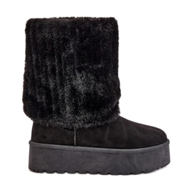 Mustat Lisonea Platform lumisaappaat, joissa on käännetty päällinen