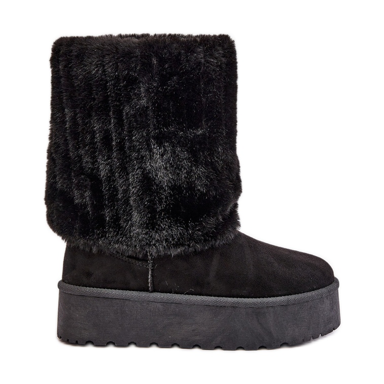 Mustat Lisonea Platform lumisaappaat, joissa on käännetty päällinen