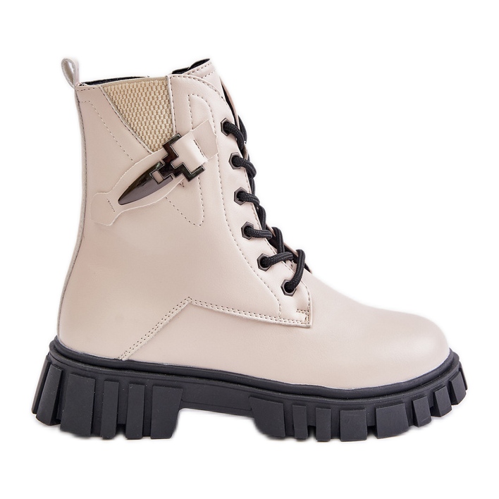 News Eristetyt tyttöjen nilkkurit, joissa vetoketju ja koristelu, beige Zinnirella