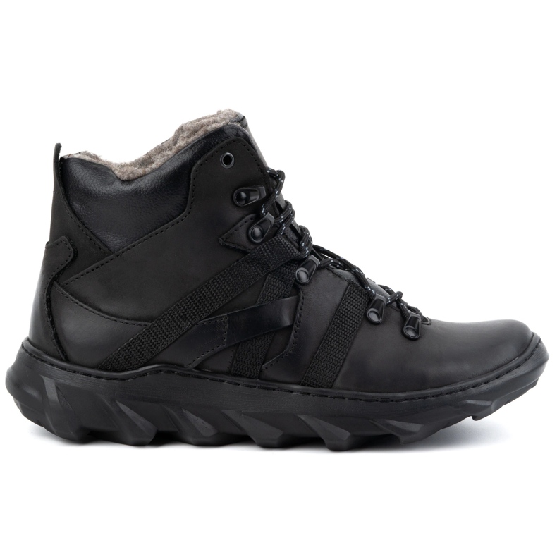 Olivier Miesten nahkaeristetyt talvisaappaat 151KZ, musta