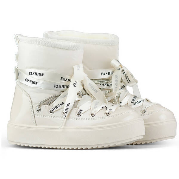 Naisten lumisaappaat, nauhakengät, beige 5754-4BE