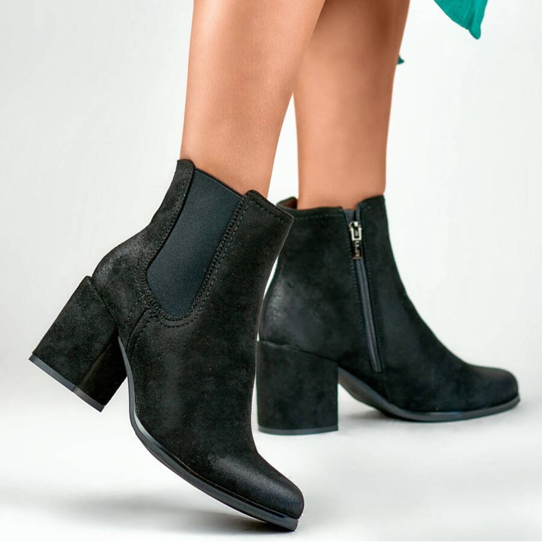 Naisten mokkanahka nilkkurit, musta, 260038B-SU