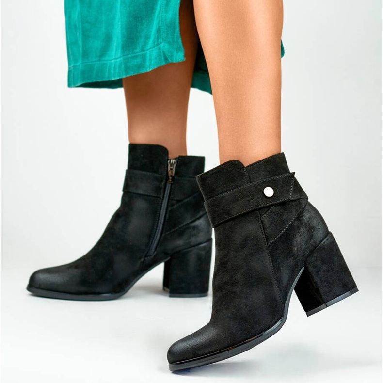 Naisten mokkanahka nilkkurit, musta, 260041B-SU