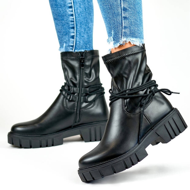 Naisten nilkkurit, joissa joustava päällinen, nauhoitus, musta DE1127P-B beige