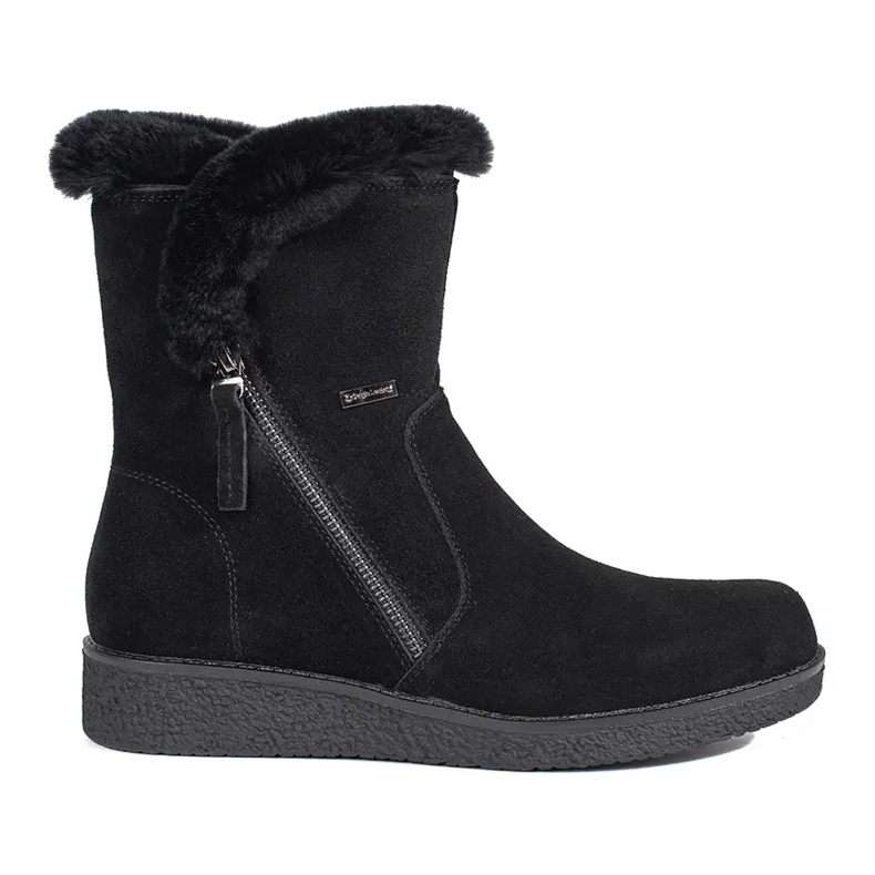 Naisten eristetyt mustat nahkasaappaat, joissa on turkista Sergio Leonelta