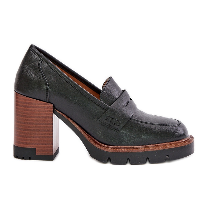 Naisten korkeakorkokengät Eco-nahasta, musta Vinceza 58105