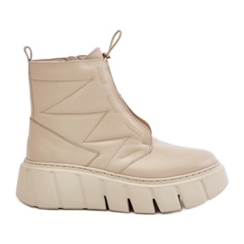 Zazoo 60472 Nahkaiset nilkkurit alustalla ja kiilat, beige