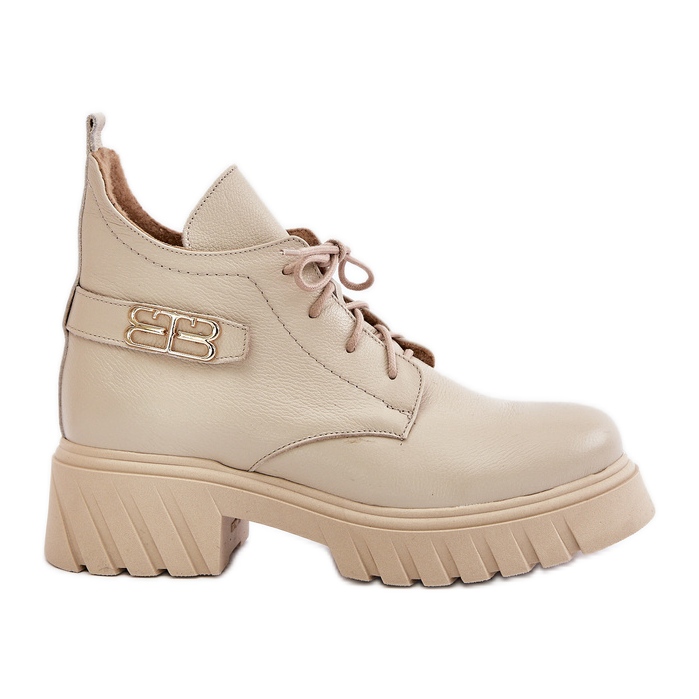 Zazoo 60483 Naisten matalat nahkasaappaat, lämmin beige