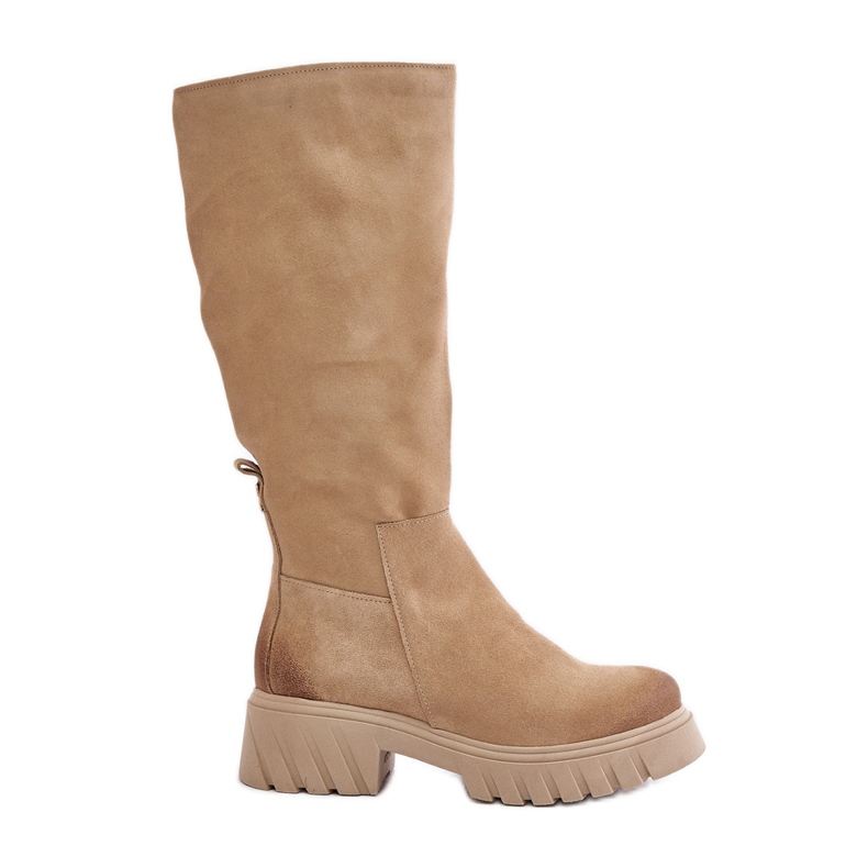 Zazoo 70145 mokkanahkaiset polvisaappaat, lämmin beige