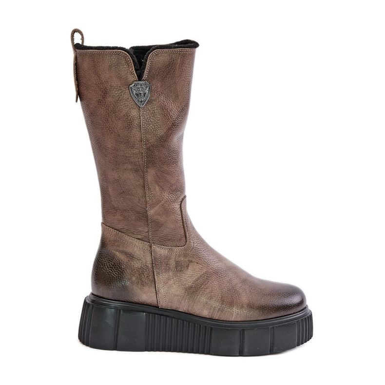 Zazoo 70121 ruskeat nahkaiset villasaappaat